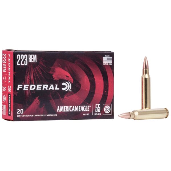 Federal American Eagle Rifle Ammunition .223 Rem 55 gr FMJBT 3240 fps - 20/box