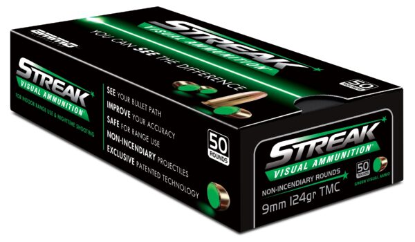 Ammo Inc STREAK Target 9mm Luger Handgun Ammo - 124 Grain | TMC | Green | 50rd Box