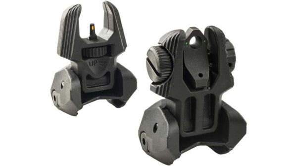 Meprolight Mepro FRBS - Self Illuminated Flip Polymer Black Back-up Rifle Sights 2 Dot Rear/Green Hyper Bright Front