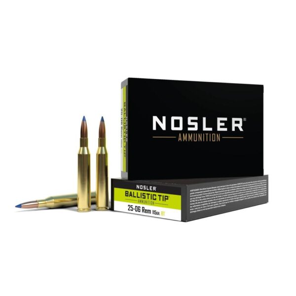 Nosler Ballistic Tip Rifle Ammunition .25-06 Rem 115gr BT 3000 20/ct