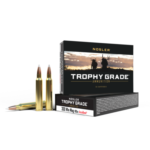 Nosler Trophy Grade Rifle Ammunition .300 Win Mag 180 gr AB 2950 fps - 20/box