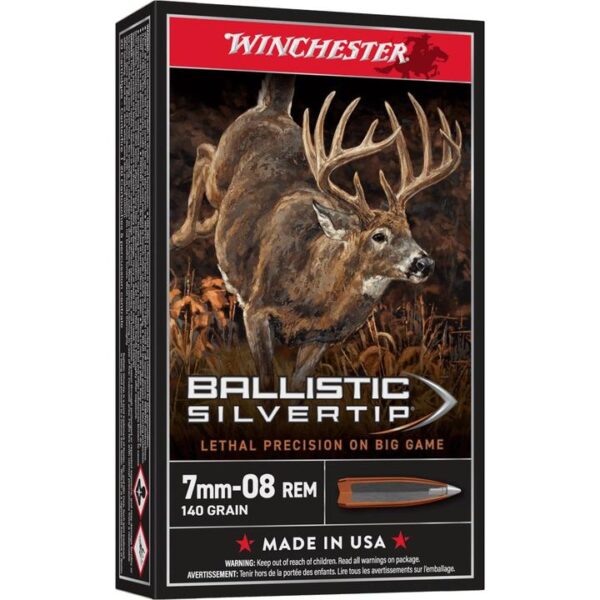 Winchester Ballistic Silvertip Rifle Ammunition 7mm-08 Rem 140 gr. PT 2770 fps 20/ct