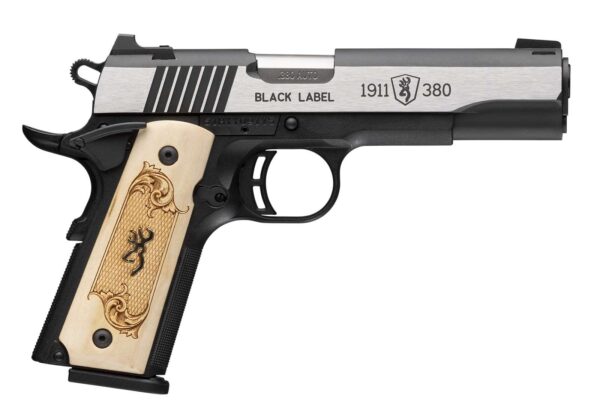 BROWNING 1911-380 BLACK LABEL MEDALLION MAPLE HGA 380ACP 4.25IN BBL SS/BLACK MAPLE GRIPS 10/RD MAG