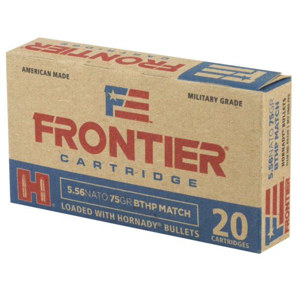 HORNADY FRONTIER AMO 5.56 NATO 75GR HOLLOW PT MATCH T2 20RD (25 BOX CASE) - Image 2