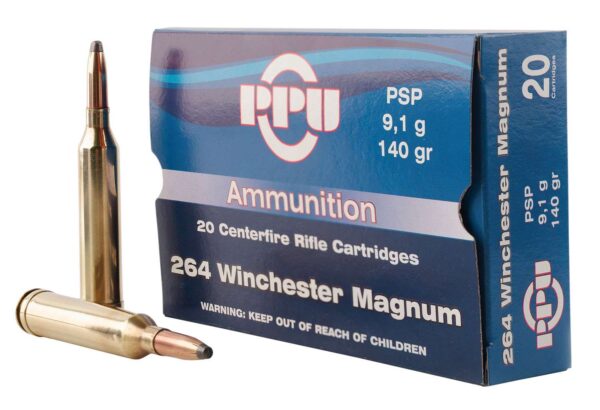 PPU STANDARD RIFLE AMO 264 WIN 140GR PSP 20RD (10 BOX CASE)