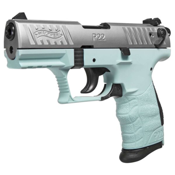 WALTHER P22QD NICKEL SLIDE 22LR 3.42" BBL ANGEL BLUE PLY FRAME HGA 2-10RD MAG HGA - Image 2