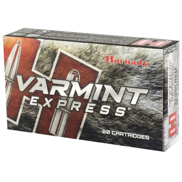 HORNADY VARMINT EXPRESS AMO 22-250 REM 55GR V-MAX 20RD (10 BOX CASE) - Image 2