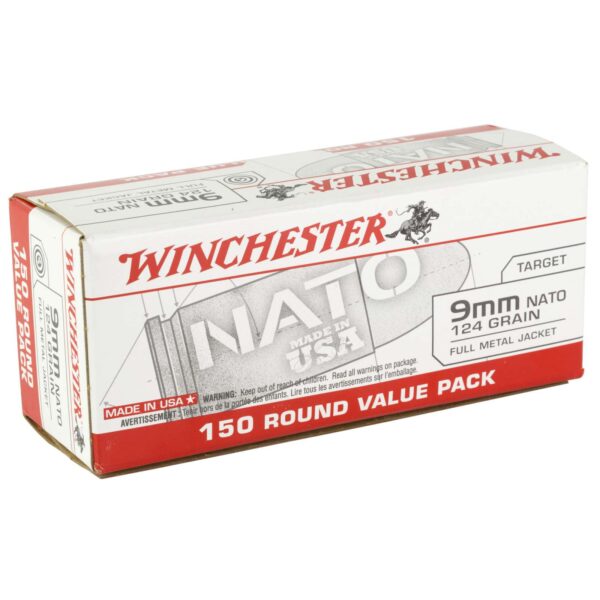 WINCHESTER USA PISTOL AMO 9MM NATO 124GR FMJ 150RD (5 BOX CASE)