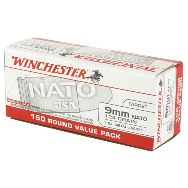 WINCHESTER USA PISTOL AMO 9MM NATO 124GR FMJ 150RD (5 BOX CASE) - Image 2