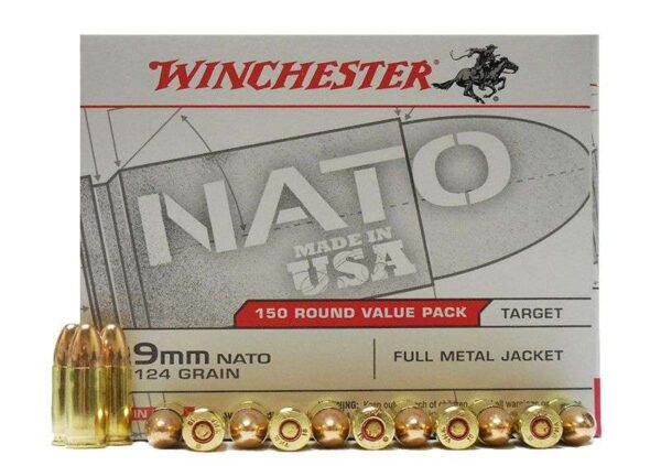 WINCHESTER USA PISTOL AMO 9MM NATO 124GR FMJ 150RD (5 BOX CASE) - Image 4