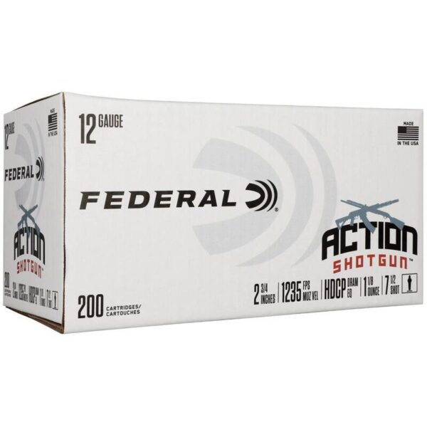 Federal Action Shotgun Shotshells 12ga 2-3/4 1-1/8oz 1235 fps #7.5 200/ct (Case)