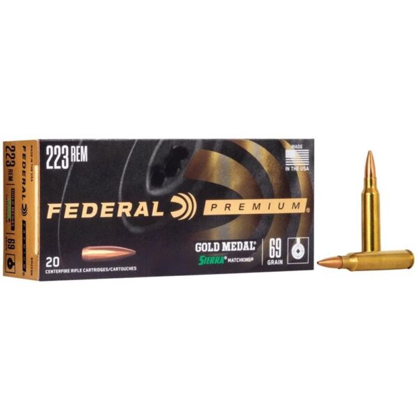 Federal Premium Gold Medal Sierra MatchKing Rifle Ammunition .223 Rem 69 gr BTHP 2950 fps - 20/ct