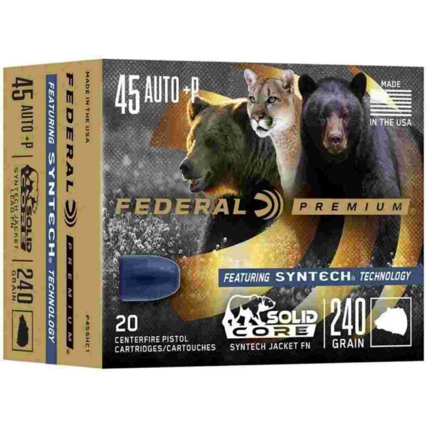 Federal Solid Core Handgun Ammunition .45 Auto(+P) 240 gr TSJ 20/ct