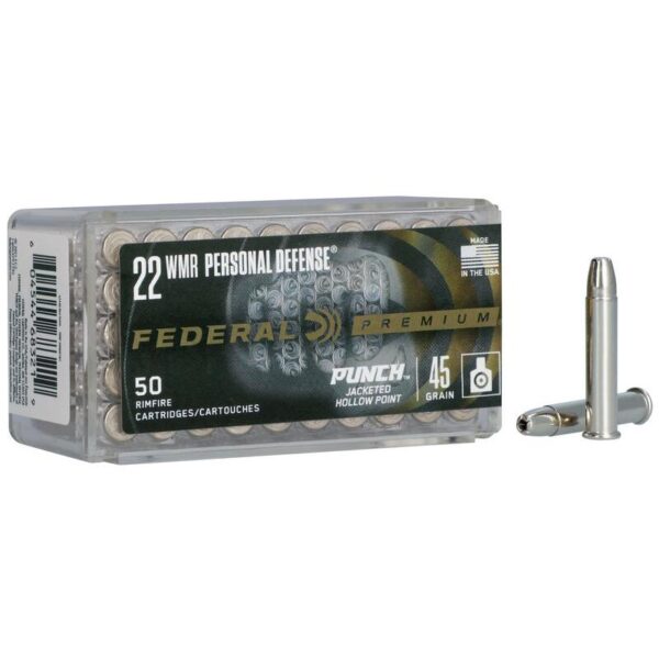 Federal Punch Rimfire Ammunition .22 WMR 45gr JHP 1000 fps 50/ct