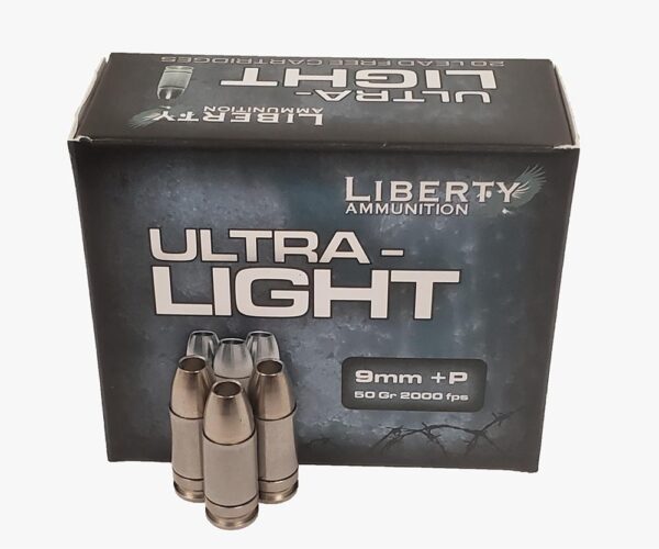 Liberty Ammunition Ultra-Light Ammunition 9mm +P 50 gr. Copper Mono.Frag HP 20/ct