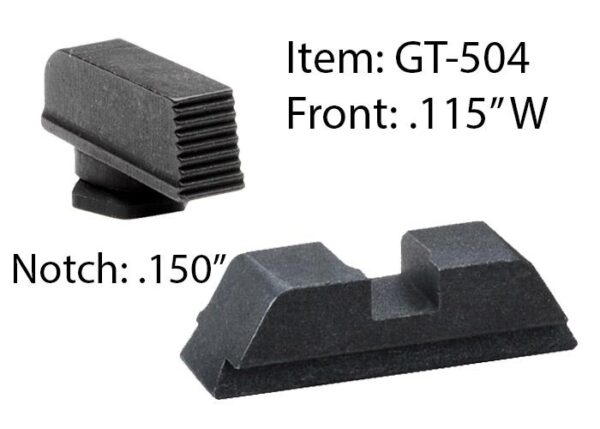 Ameriglo Defoor Performance Black Sight Set for Glock 17-39 / Front Width .115" / Rear Notch .150"