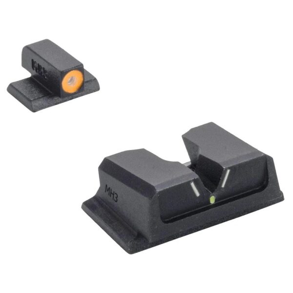 Meprolight Hyper Bright V-Sight Fixed Pistol Set for S&W M&P Full Size Compact Green with Orange Front