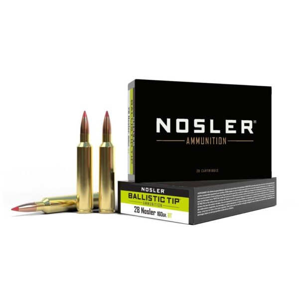 Nosler Ballistic Tip Rifle Ammunition 28 Nosler 160g SP 3200 fps 20/ct