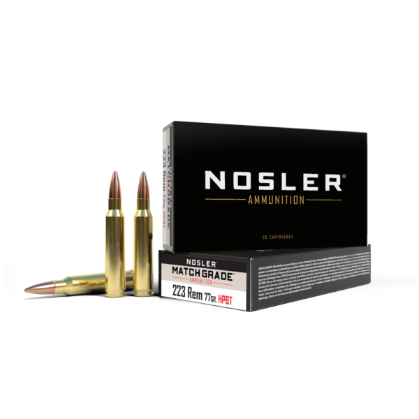 Nosler Match Grade Rifle Ammunition .223 Rem 77 gr HPBT 2600 fps 20/ct