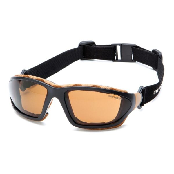 Pyramex Carhartt Carthage Shooting Glasses Black and Tan with Bronze Anti-Fog Lens