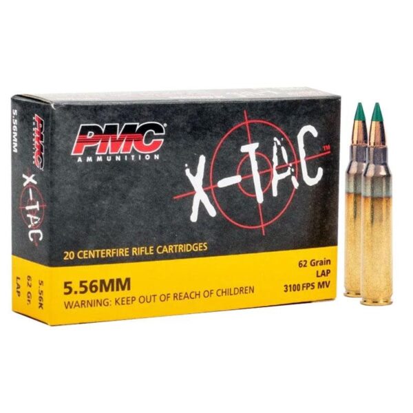 PMC X-Tac Rifle Ammunition 5.56 NATO 62 gr Green Tip 3100 fps 20/ct