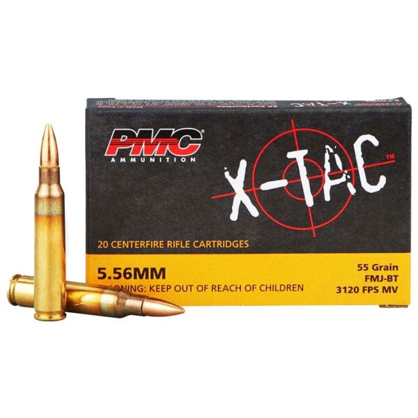 PMC X-Tac Rifle Ammunition 5.56 NATO 55 gr FMJBT 3120 fps 20/ct