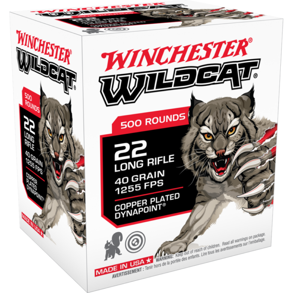 Winchester Wildcat Rimfire Ammunition .22LR 40 gr. CPHP 1255 fps 500/ct