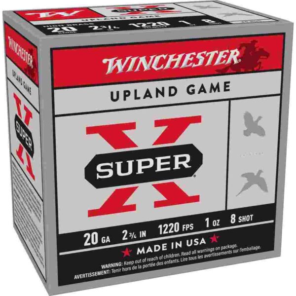 Winchester Super-X High-Brass Shotshells 20 ga 2-3/4" 1 oz 1220 fps #8 25/ct