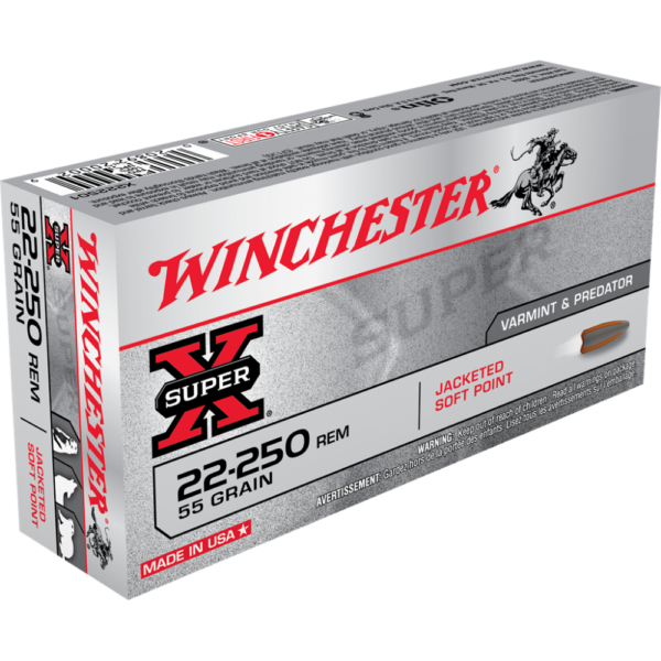 Winchester Super-X Rifle Ammunition .22-250 Rem 55 gr. PSP 3680 fps 20/ct