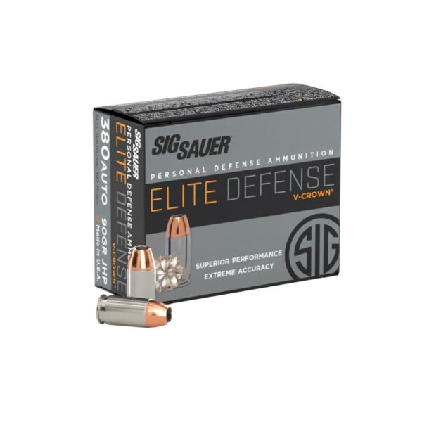 Sig Sauer Elite Performance Pistol Ammunition .380 ACP 90 gr Elite V-Crown JHP Box 20