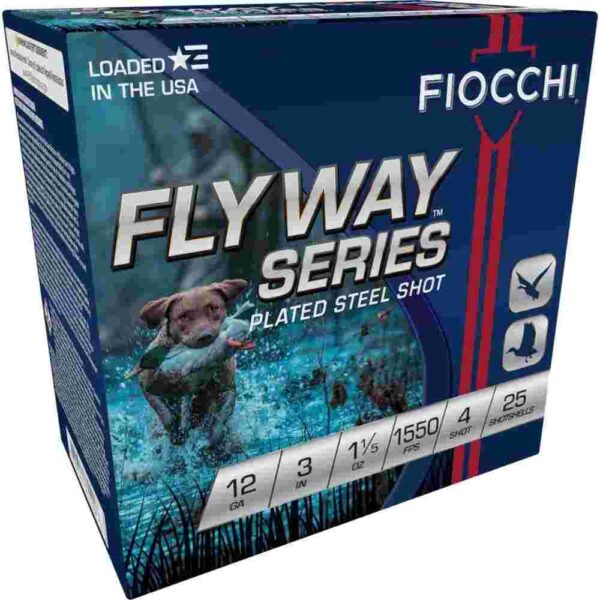 Fiocchi Flyway Steel Shotshells 12ga 3" 1-1/5oz 1550fps #4 25/ct