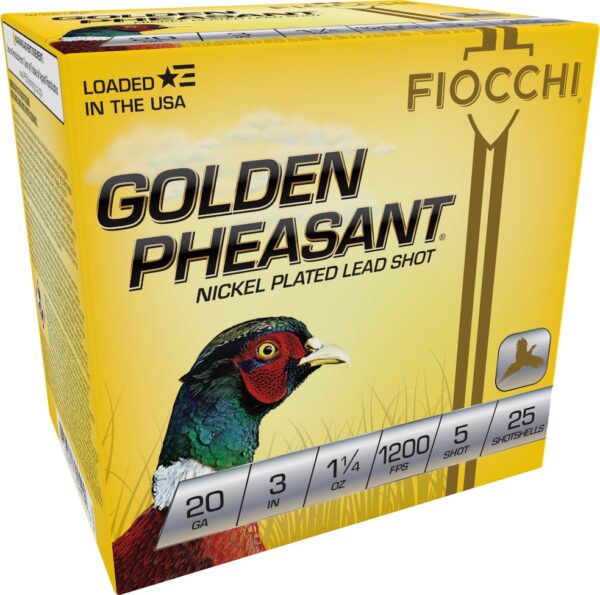 FIOCCHI GOLDEN PHEASANT AMO 20GA 3 IN 1 1/4 OZ #5 1200FPS 25-RD ( 10 BOXES PER CASE )