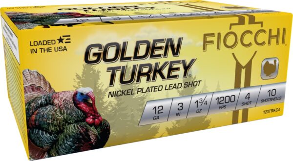 FIOCCHI GOLDEN TURKEY AMO 12GA 3 IN 1 3/4 OZ #4 1325FPS 10-RD ( 10 BOXES PER CASE )