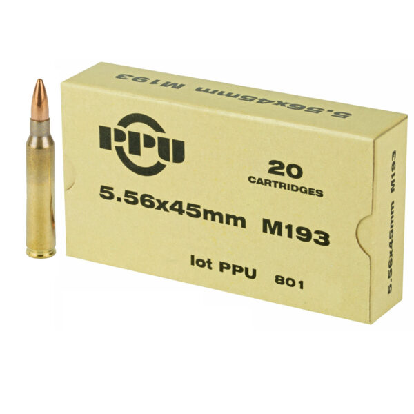 PPU METRIC RIFIE AMO M193 5.56 NATO 55GR 50- 20RD WHITE BOX CASE