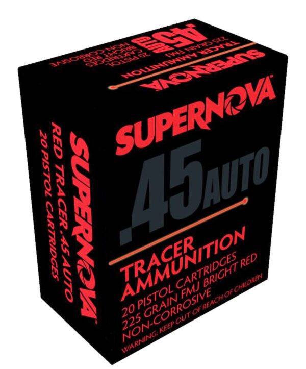 SUPERNOVA  AMMUNITION AMO 45 AUTO 225GR FMJ RED TRACER 20RD ( 50 BOXES PER CASE )