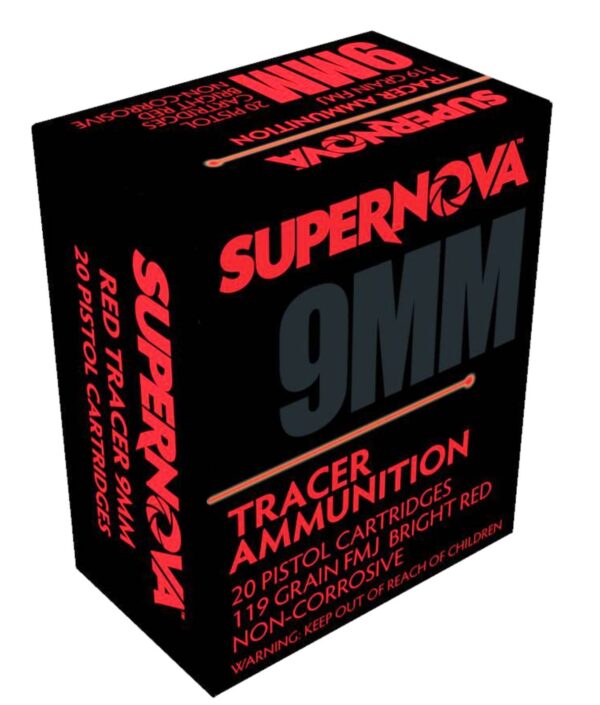 SUPERNOVA  AMMUNITION AMO 9MM 119GR FMJ RED TRACER 20RD ( 50 BOXES PER CASE )