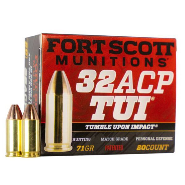 FORT SCOTT MUNITIONS LEAD FREE PISTOL AMO 32 AUTO 71GR TUI BRASS CASE 20-RD ( 25 BOXES PER CASE )