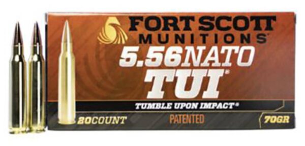 FORT SCOTT MUNITIONS LEAD FREE RIFLE AMO 5.56 NATO 70GR TUI BRASS CASE 20-RD ( 25 BOXES PER CASE )