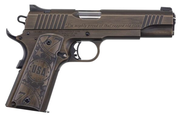 AUTO ORDNANCE 1911 OLD GLORY HGA 45 AUTO 5IN BBL NS BRONZE/BLACK ENGRAVED 7/RD MAG - Image 2