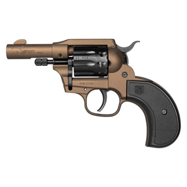 DB SIDEKICK BIRDSHEAD 22LR/WMR, 3" BARREL, 9RD REVOLVER SINGLE/ DOUBLE ACTION, W/ DUAL CYLINDERS ON SWING OUT ARM, MIDNIGHT BRONZE