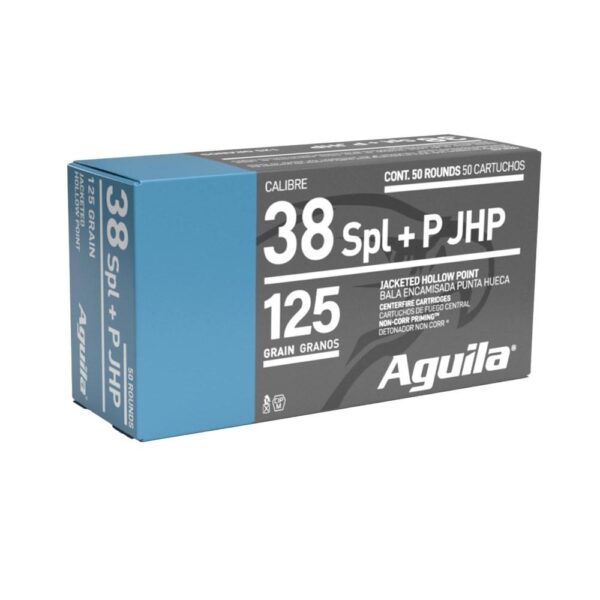 Aguila Handgun Ammunition .38 Spl(+P) 125gr JHP 1200 fps 50/ct