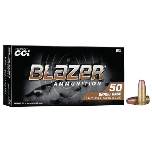 CCI Blazer Brass Reduced Recoil Handgun Ammunition 9mm Luger 100 gr FMJ 1130 fps 50/ct