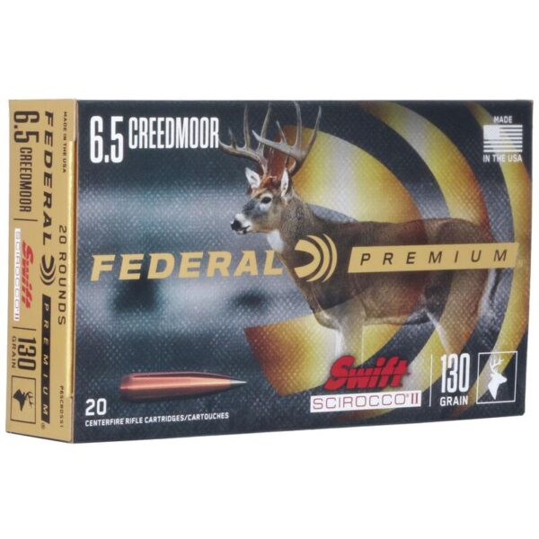 Federal Swift Scirocco II Rifle Ammunition 6.5mm Creedmoor 130gr Poly Tip 2800 fps 20/ct