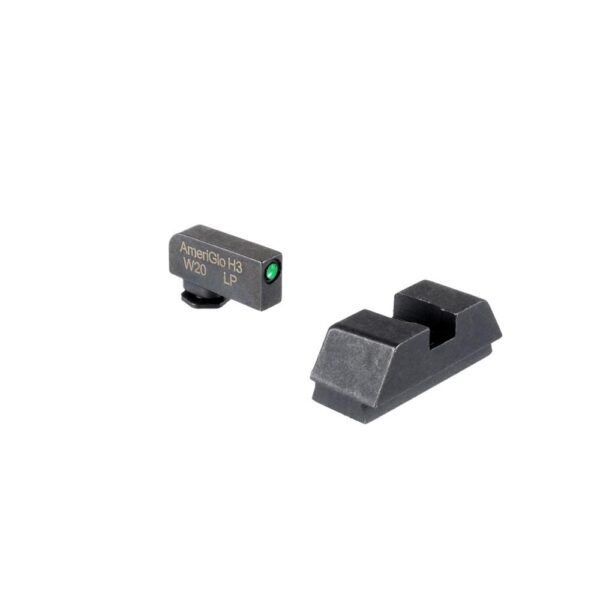 Ameriglo Optics Compatible Tritium Handgun Sight Set for Glock Flat Black .295? Rear 1L Tall Green with Black .220? Front