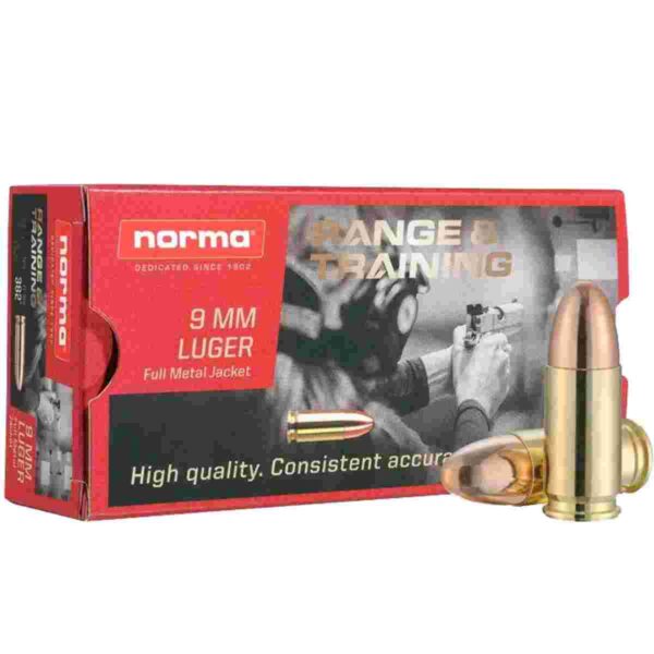 Norma Range & Training Subsonic Rifle Ammunition 9mm Luger 147gr FMJ 50/ct