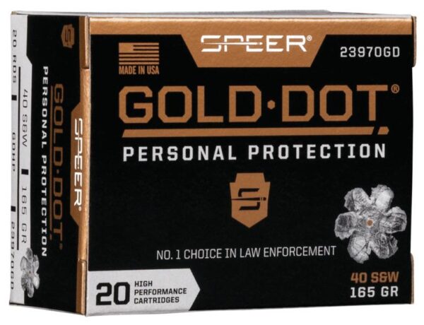 Speer Gold Dot Handgun Ammunition .40 S&W 165 gr HP 1150 fps 20/ct