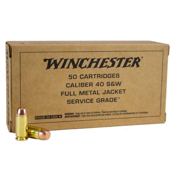 Winchester Service Grade 40 S&W 165 gr. FMJ-FN 1060 fps 50/ct