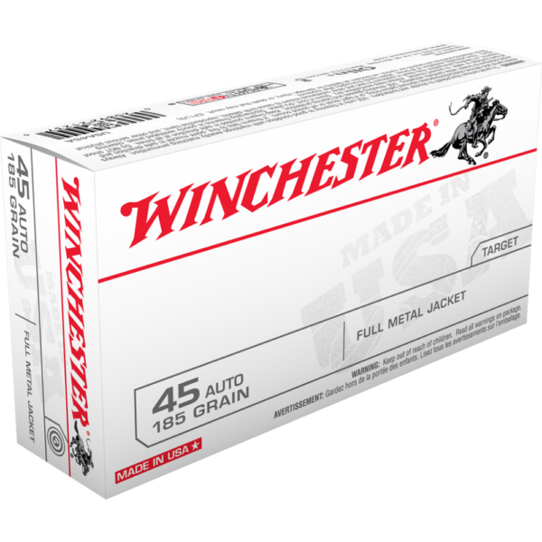 Winchester USA Handgun Ammunition .45 ACP 185 gr. FMJ 910 fps 50/ct