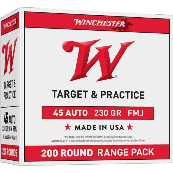 Winchester USA Handgun Ammunition .45 ACP 230 gr. FMJ 835 fps 200/ct