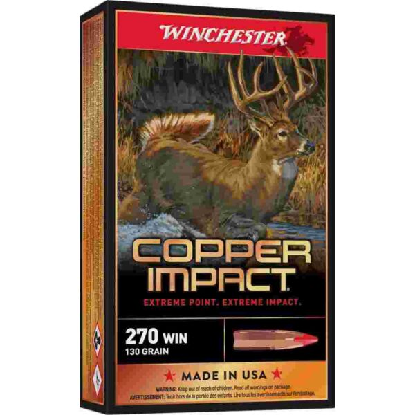 Winchester Copper Impact Rifle Ammunition 270 Win 130 gr. BT 3000 fps 20/ct